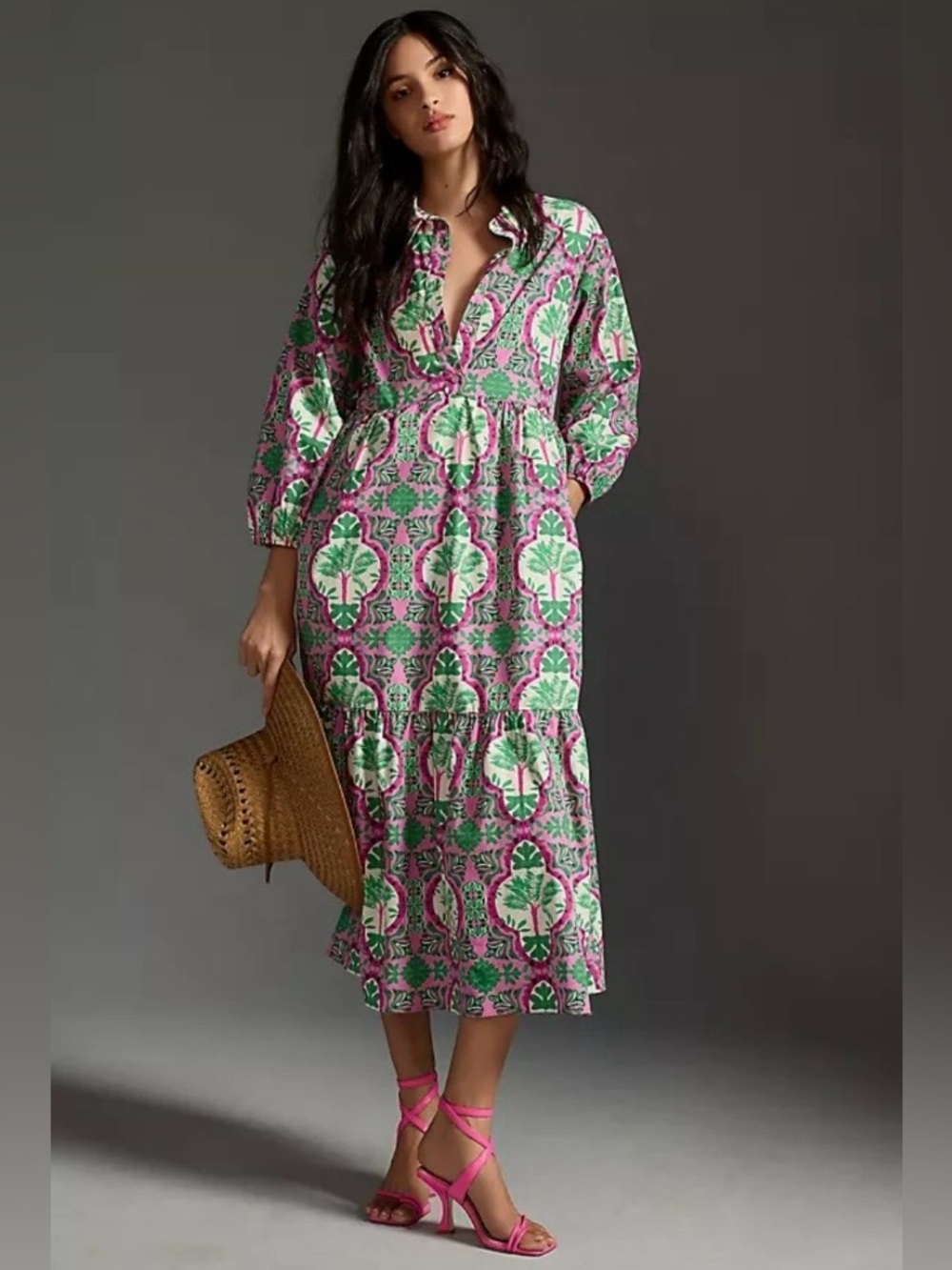 Anthropologie Maeve Bettina Tiered Shirt Dress size M